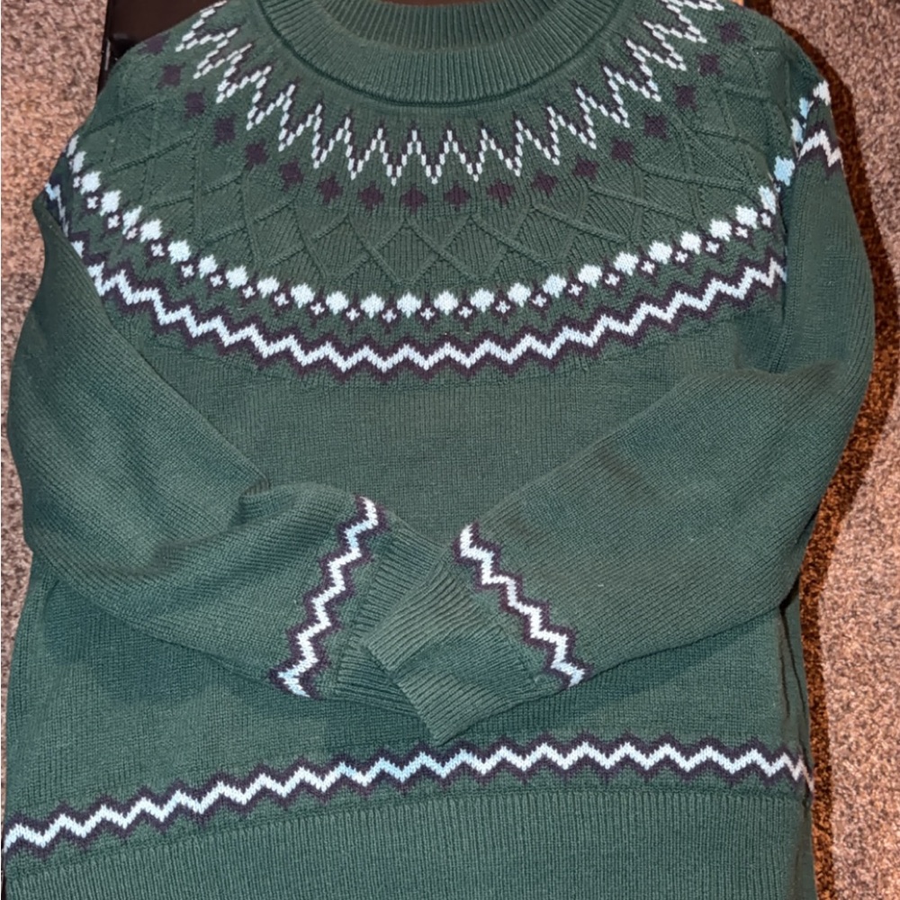 Style & Co. Women’s Forest Green Patterned Crewneck Sweater